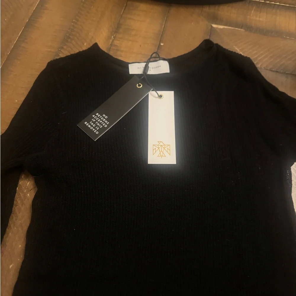 Black Sheer Women's Crew Neck Sweater - Picture 4 of 5